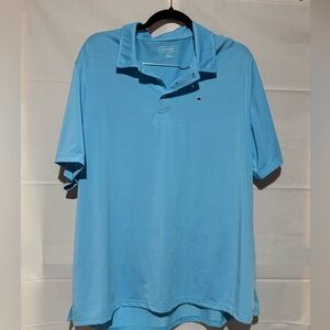 Crown & Ivy Men's Blue Striped Polo Shirt Size X-Large Performance Wicking New